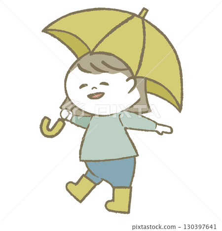 穿雨靴打傘的小女孩 穿雨靴打傘的小女孩 130397641
