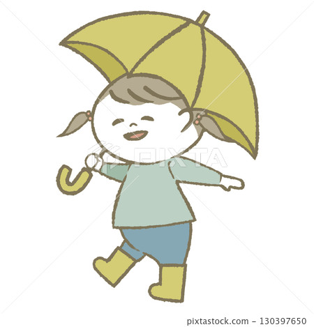 穿雨靴打傘的小女孩 穿雨靴打傘的小女孩 130397650