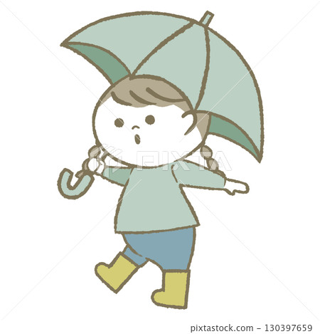 穿雨靴打傘的小女孩 穿雨靴打傘的小女孩 130397659