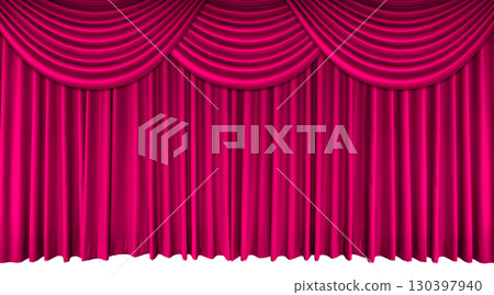 Pink stage curtain, empty theater, opera or cinema. 130397940