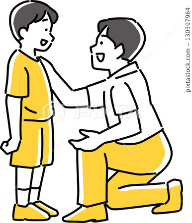 Man encouraging boy 130397964