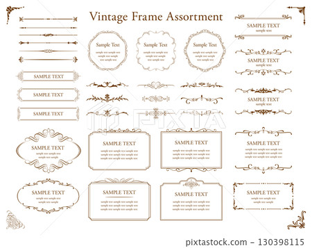 Set of 13 Sepia Vintage Frames and Ornaments 130398115