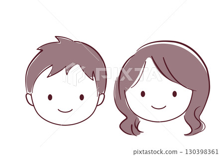 Loose touch illustration of young men and women's faces 130398361