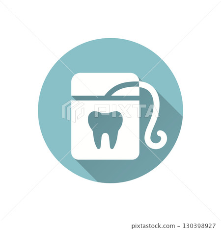 Dental floss flat icon with long shadow for graphic and web design. Dental floss flat icon with long shadow for graphic and web design. 130398927