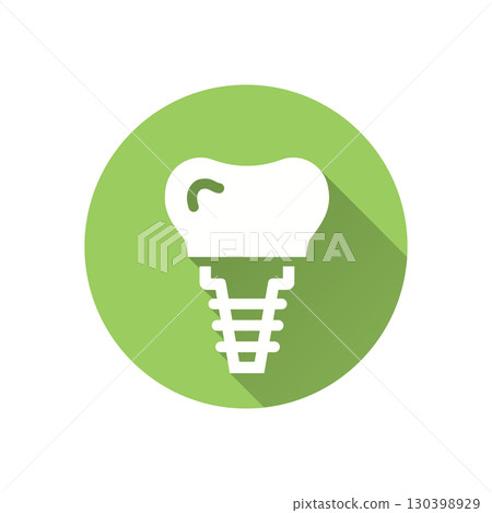 Dental implant flat icon with long shadow for graphic and web design. 130398929