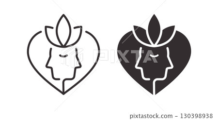 Mental wellness icons. Symbol of inner peace and self-awareness. Vector illustration. 130398938