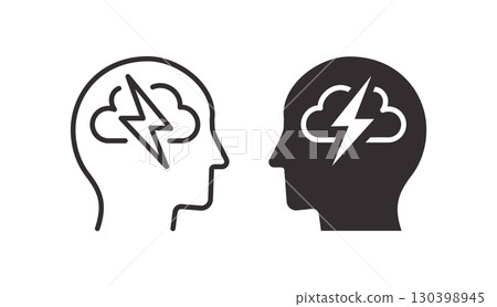 Stress icons. Symbol of burnout or emotional pressure. Vector illustration. Stress icons. Symbol of burnout or emotional pressure. Vector illustration. 130398945