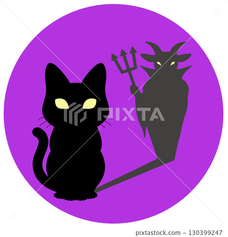 Halloween_Black cat and devil 130399247