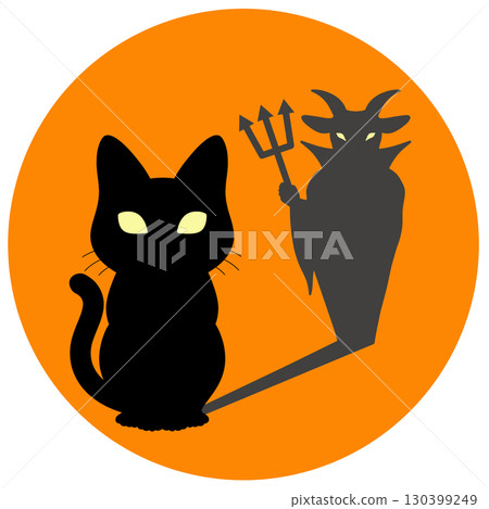 Halloween_Black cat and devil 130399249