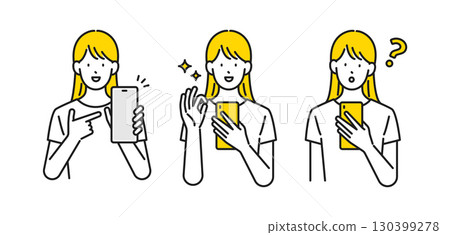 圖庫插圖: 使用智慧型手機的女人的插畫集 圖庫插圖: 使用智慧型手機的女人的插畫集 130399278