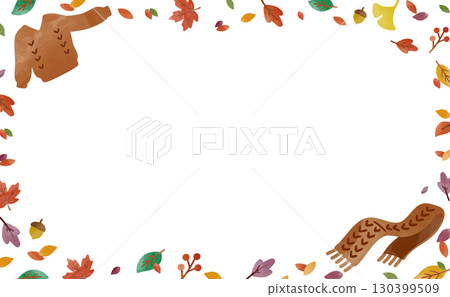 Sweater and scarf autumn leaf frame 130399509