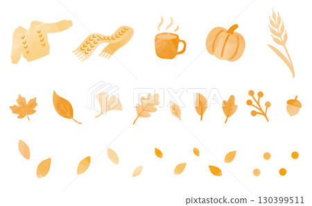 Autumn decoration icon set_Orange 130399511