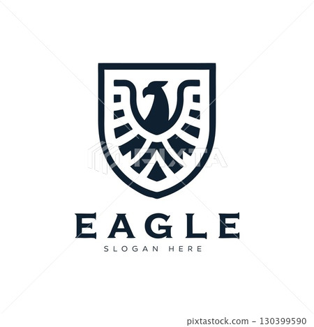Vector Logo of a Heraldic Eagle on a Shield Vector Logo of a Heraldic Eagle on a Shield 130399590