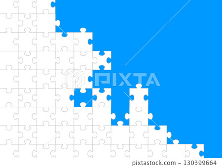 White Jigsaw Puzzle Pieces Frame 130399664