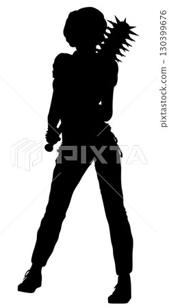 Woman with Spiked Bat Weapon Silhouette 130399676