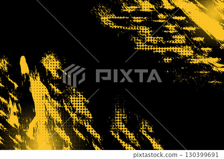 Yellow Grunge Brush Strokes with Halftone Texture Yellow Grunge Brush Strokes with Halftone Texture 130399691