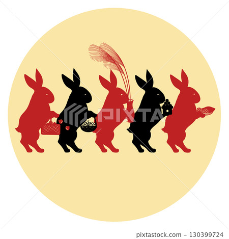 賞月_兔子準備祭品 賞月_兔子準備祭品 130399724