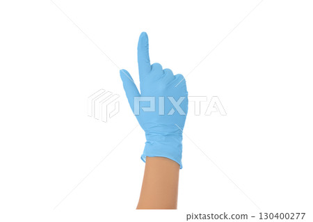 Gloved hand signals for key healthcare info, isolated on white, PNG 130400277