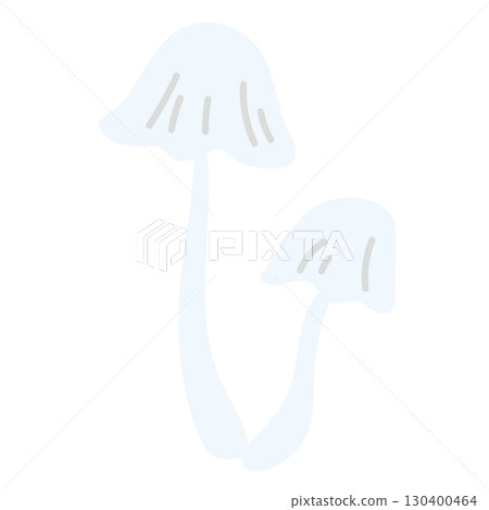 Illustration of a white, slender mushroom 130400464