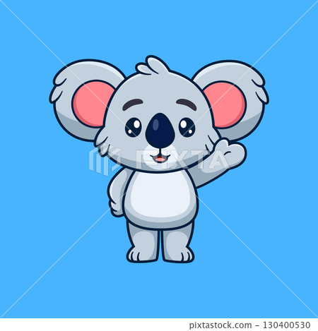 Cute Koala Waving Hand Cartoon . Animal Nature Icon Concept of illustration 130400530