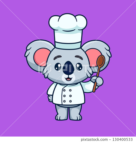 Cute koala Chef Vector Icon Illustration. Animal Food Icon Concept 130400533