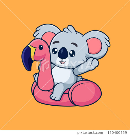 Cute Koala Summer With Flamingo Tires of illustration Cute Koala Summer With Flamingo Tires of illustration 130400539