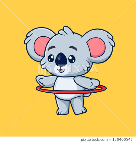 Cute koala Playing Hula Hoop Cartoon of illustration 130400545