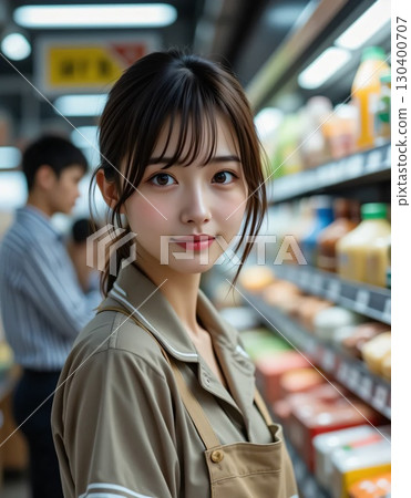 Part-time job in charge of the refrigeration and drink section at a supermarket 130400707