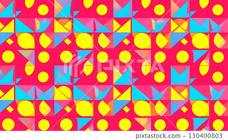 Retro geometric abstract patterns with colorful shapes 130400803