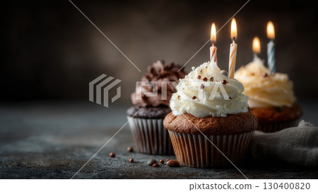 Birthday dark chocolate cupcake 130400820