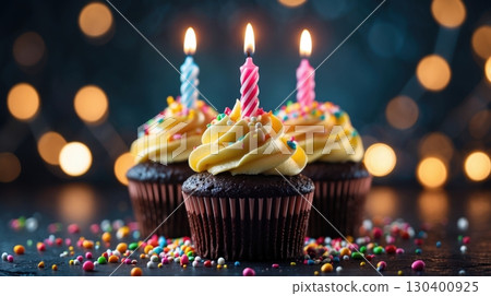 Birthday dark chocolate cupcake 130400925