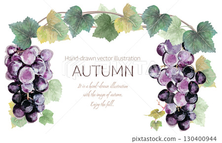 Watercolor grape frame material 130400944
