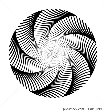 Whirl Rotation Motion in Abstract Op Art Design. 130400996