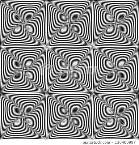 Seamless Op Art Black and White Lines Pattern. 3D Illusion. 130400997