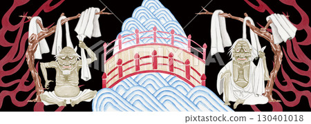 Hell Sanzu River background watercolor illustration 130401018