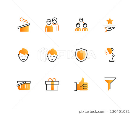 Marketing and business - set of line design style icons Marketing and business - set of line design style icons 130401081