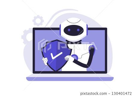 AI Security and Digital Protection Illustration 130401472