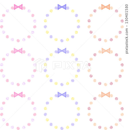 Colorful watercolor ribbon and round circular frame set, pastel 130401580