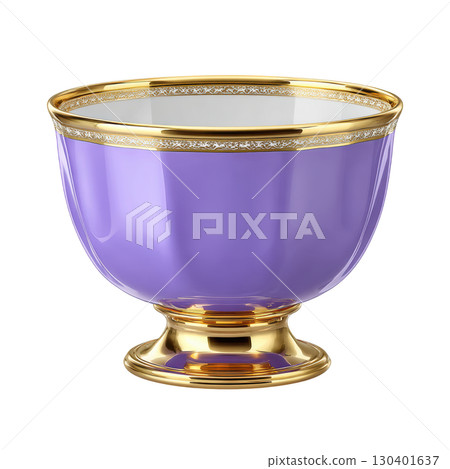 Elegant Purple Bowl with Golden Rim and Intricate Design for Home Decor and Table Setting 130401637