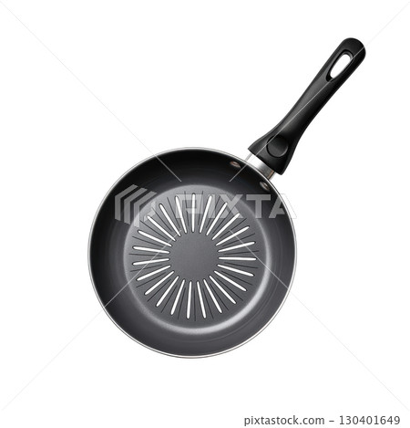 Non-stick frying pan with a sleek design and circular pattern ideal for cooking and kitchen use 130401649