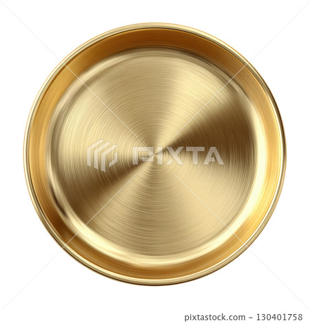 Shiny Gold Metallic Plate with Smooth Texture Ideal for Table Settings and Elegant Decor Photography 130401758