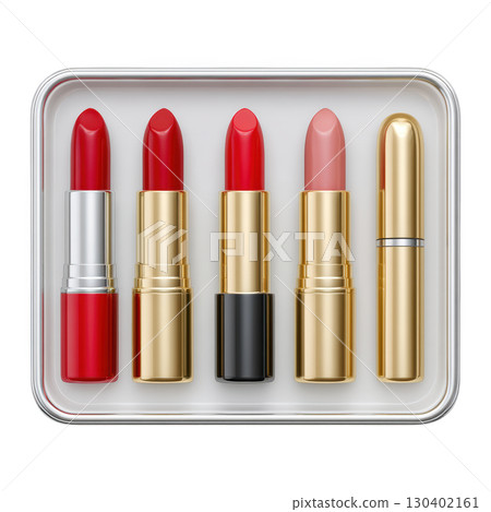 Attractive Collection of Red and Pink Lipsticks in Elegant Packaging for Makeup Enthusiasts and Beauty Lovers 130402161
