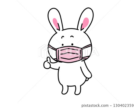 A rabbit wearing a mask to prevent infection 130402359