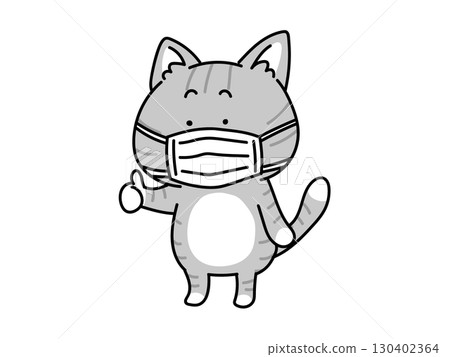 貓戴著口罩以防止感染 貓戴著口罩以防止感染 130402364