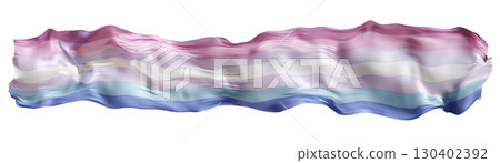 Bright colors of the bigender flag ripple gently against a clean white backdrop, symbolizing acceptance and recognition of diverse gender identities. Isolated on white background. 3D render. 130402392