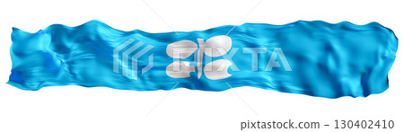 Stylized flag of OPEC waving in the wind, isolated on white background. Footer, header or divider. Cut out wide, panoramic element. Organization of the Petroleum Exporting Countries. 3D. 130402410