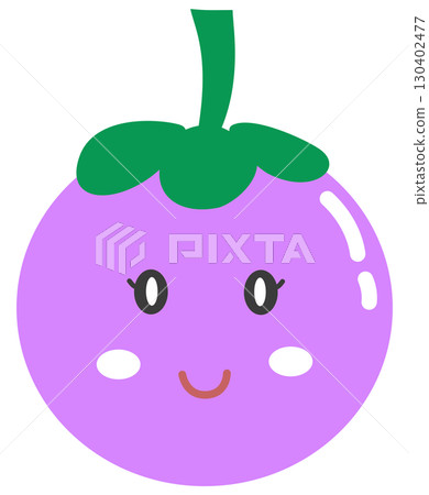 cute and minimal mangosteen with smiley face 130402477