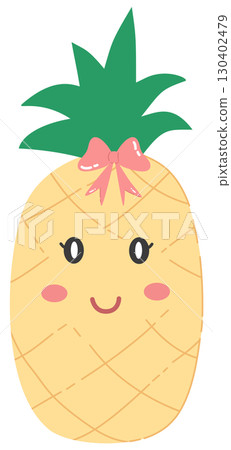 cute and minimal pineapple with smiley face 130402479
