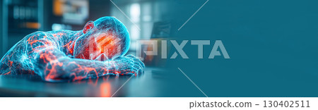 a painful headache and a nervous brain. headache pain nervous system banner. medical condition brain stroke. migraine stress conceptual art 130402511