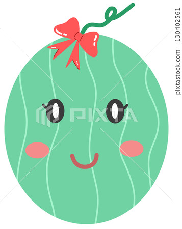 cute and minimal cartoon watermelon with smiling face 130402561